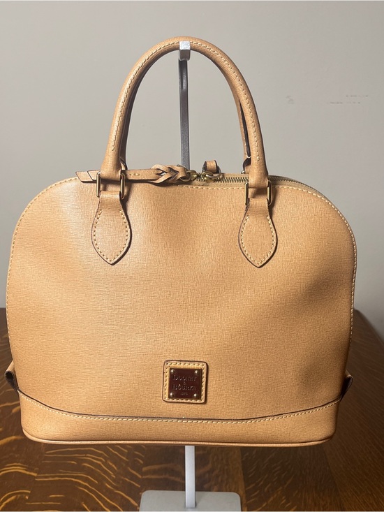 Dooney & Bourke Handbags - Dooney & Bourke Sorrento Zip Zip Camel Dome Satchel with Gold Hardware Purse.